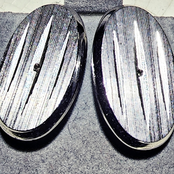 Swank sterling silver mid century modern oval men's cufflinks - Picture 1 of 6